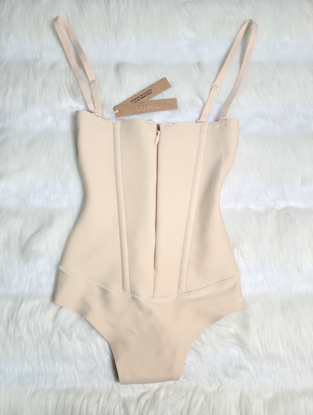 SKIMS Body Core Sculpt Waist Cincher Thong Bodysuit Cream Sand XX-Small NEW